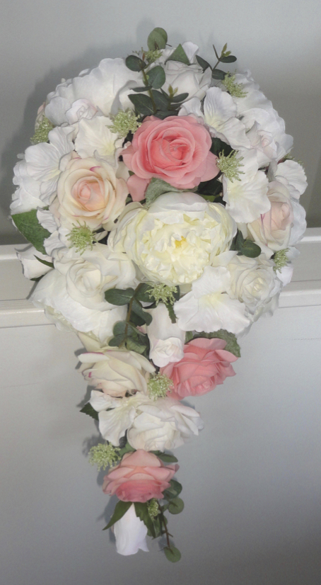 Light Coral & Ivory Fresh Touch Rose Bridal Shower Bouquet